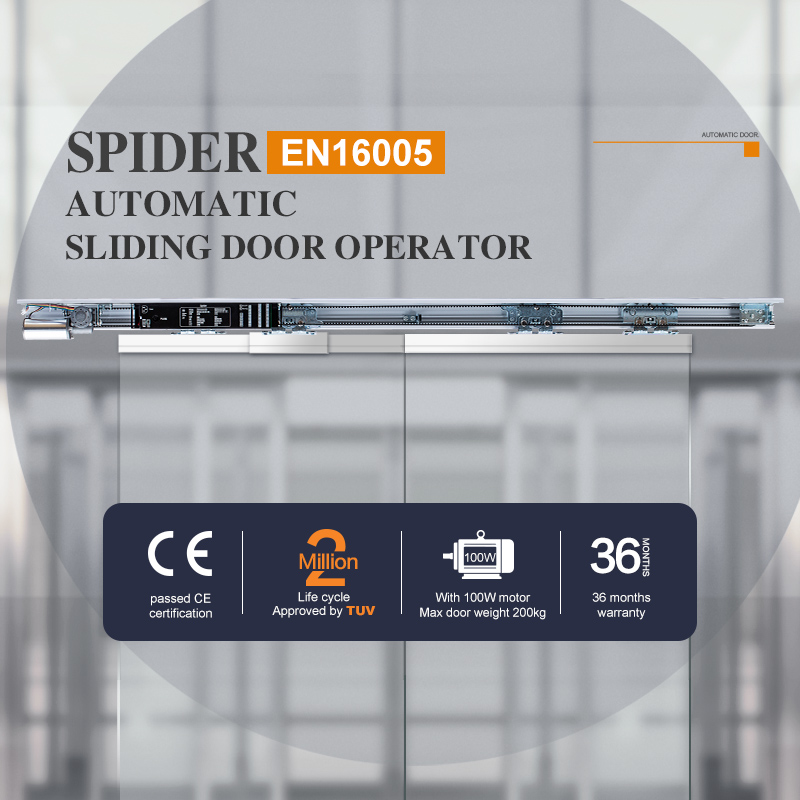 Spider Padrão europeu EN16005 Mecanismo de operador de porta deslizante automática sem moldura e digital