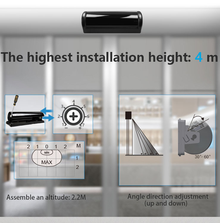 Sensor de movimento de microondas ajustável externamente para porta automática